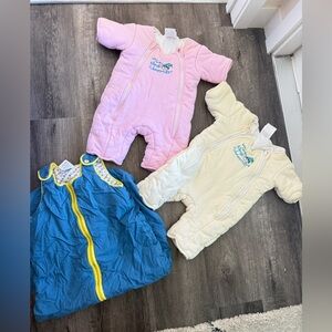 3-Pack Kids Cozy Footie Sleep Sacks in Pink, Cream & Blue